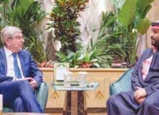استقبال ولي العهد لرئيس اللجنة الأولمبية الدولية