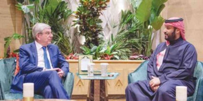 استقبال ولي العهد لرئيس اللجنة الأولمبية الدولية