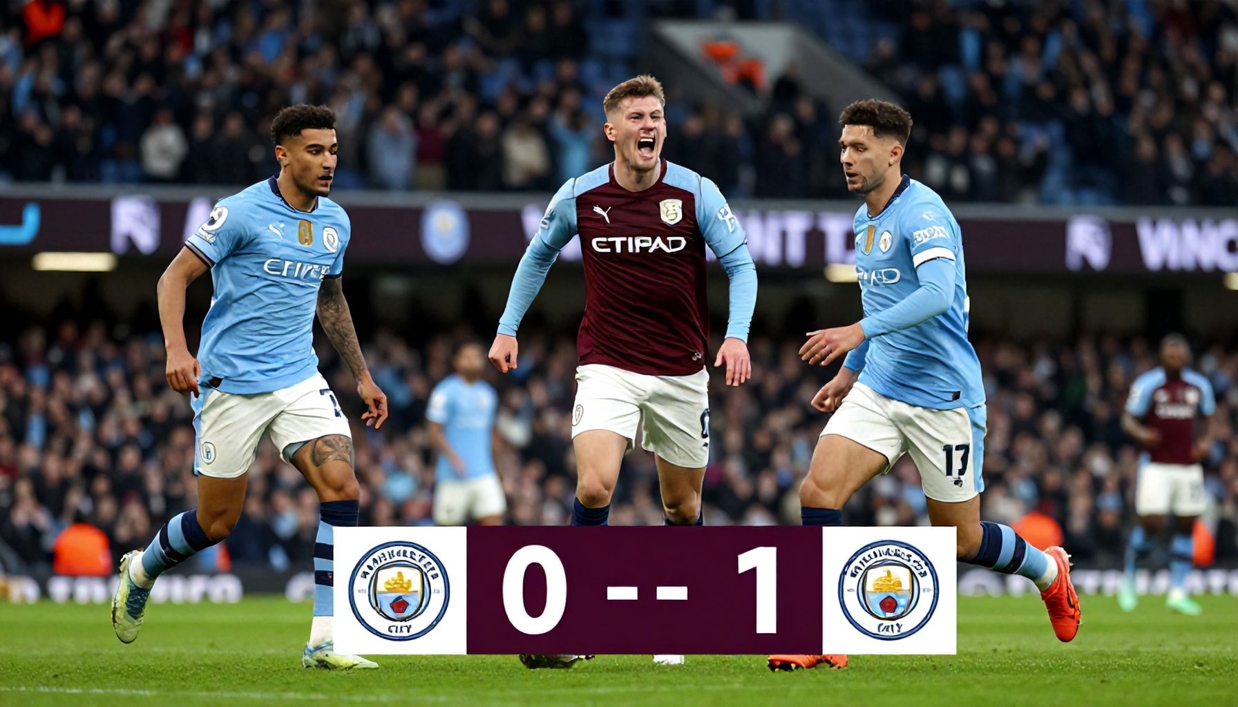 أستون فيلا يحقق فوزًا تاريخيًا على مانشستر سيتي 2-1