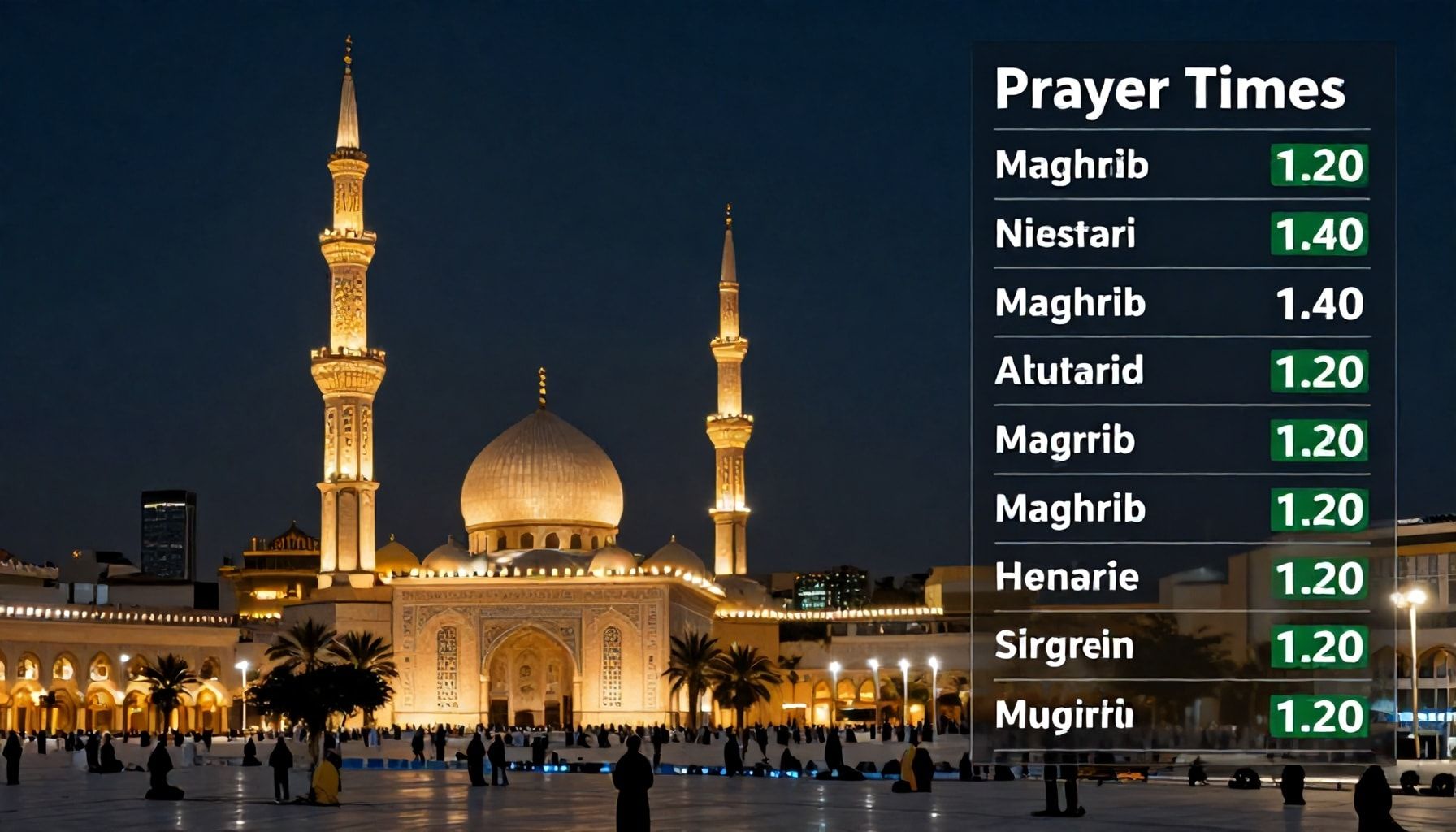 أوقات الصلاة في مختلف المدن السعودية خلال الشهر