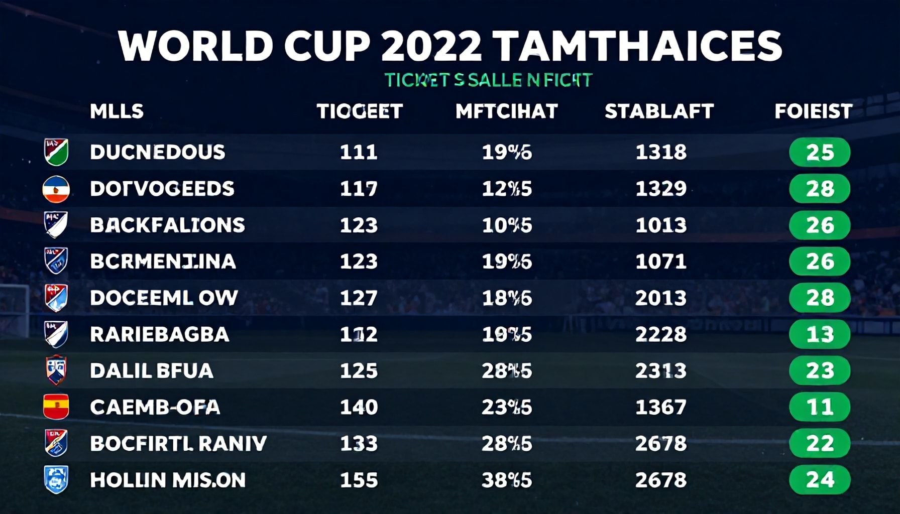 إحصاءات مبيعات تذاكر كأس العالم 2022