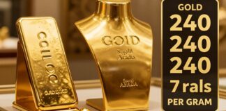 سعر الذهب في السعودية يعلو 240 ريالاً للجرام