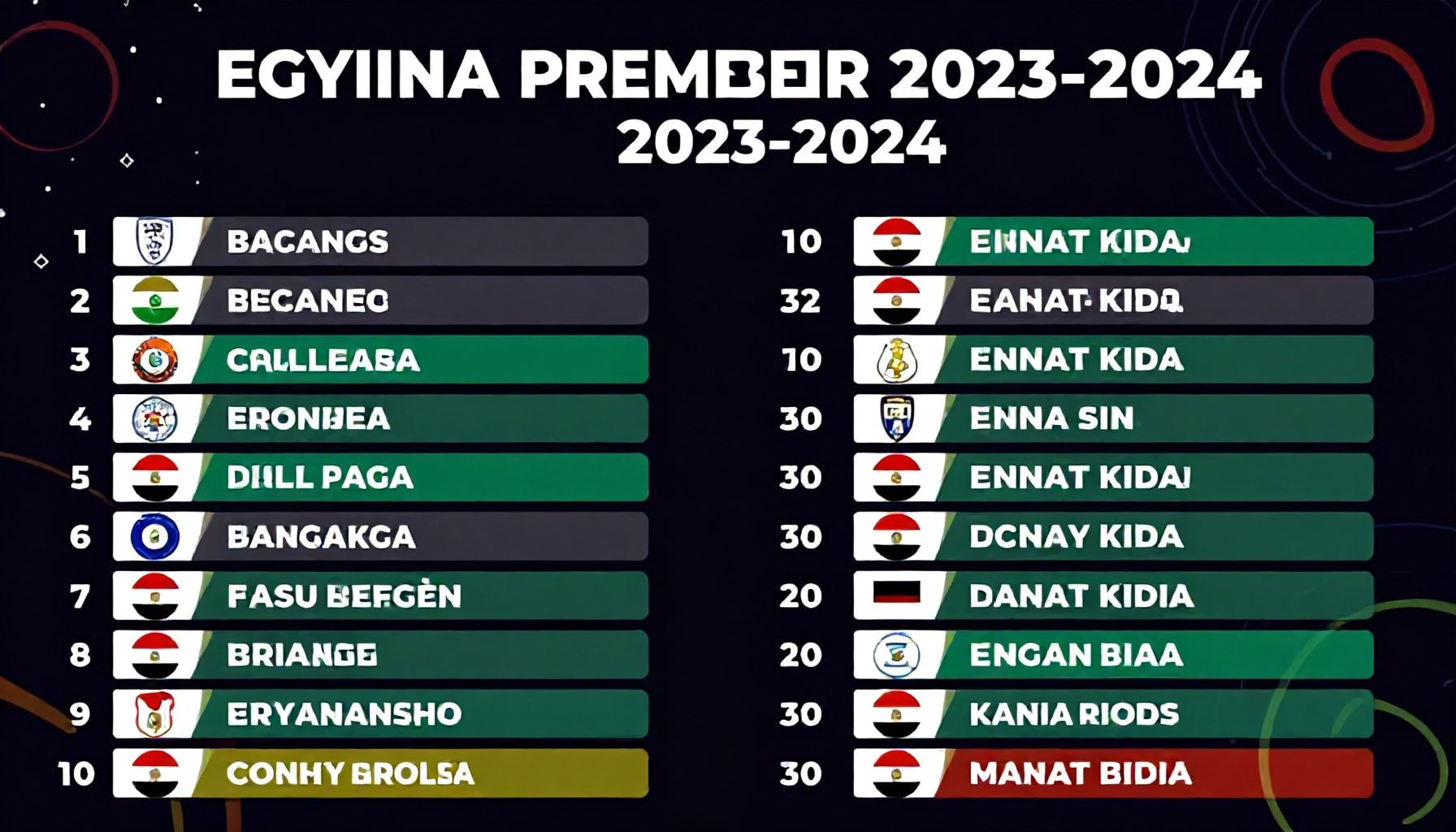 الترتيبات النهائية للدوري المصري 2023-2024: 18 فريقًا في 34 مباراة