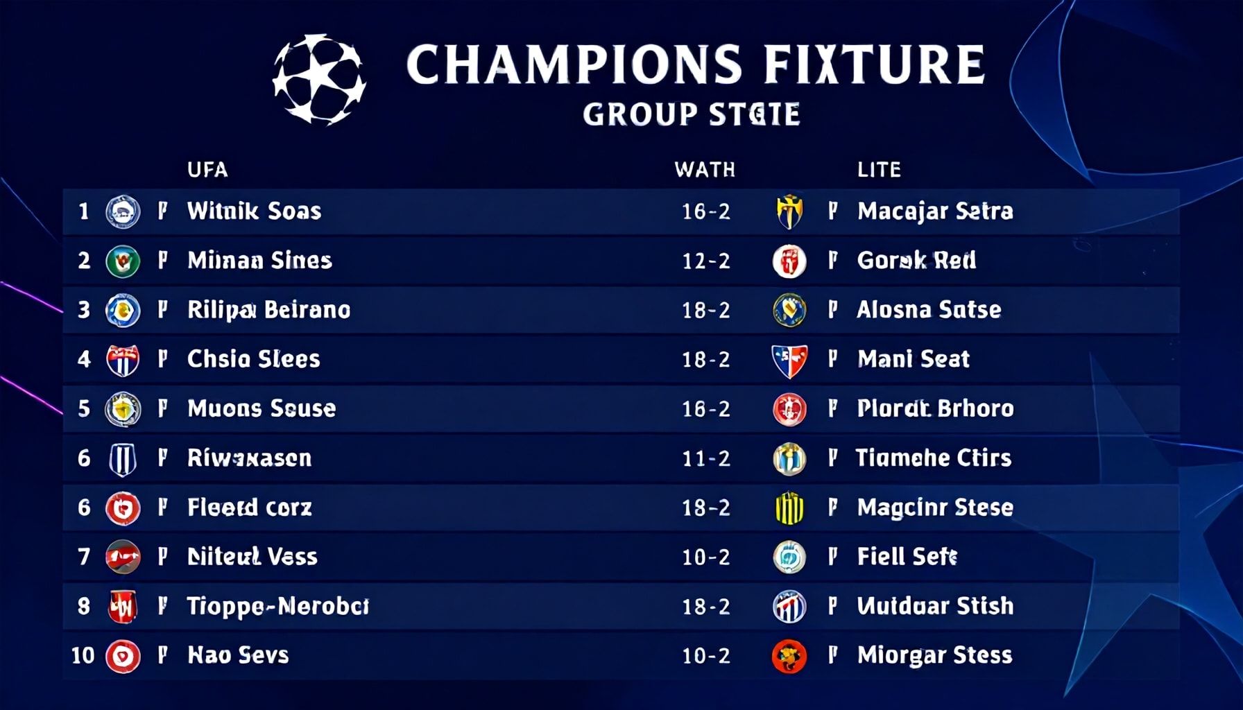 مباريات دوري أبطال أوروبا: الجدول الكامل للمباريات في دور المجموعات