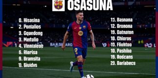 برشلونة يعلن تشكيلة مقابلة أوساسونا في الدوري الإسباني