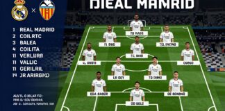 ريال مدريد يعلن تشكيله ضد فالنسيا مع 11 لاعبًا أساسيًا