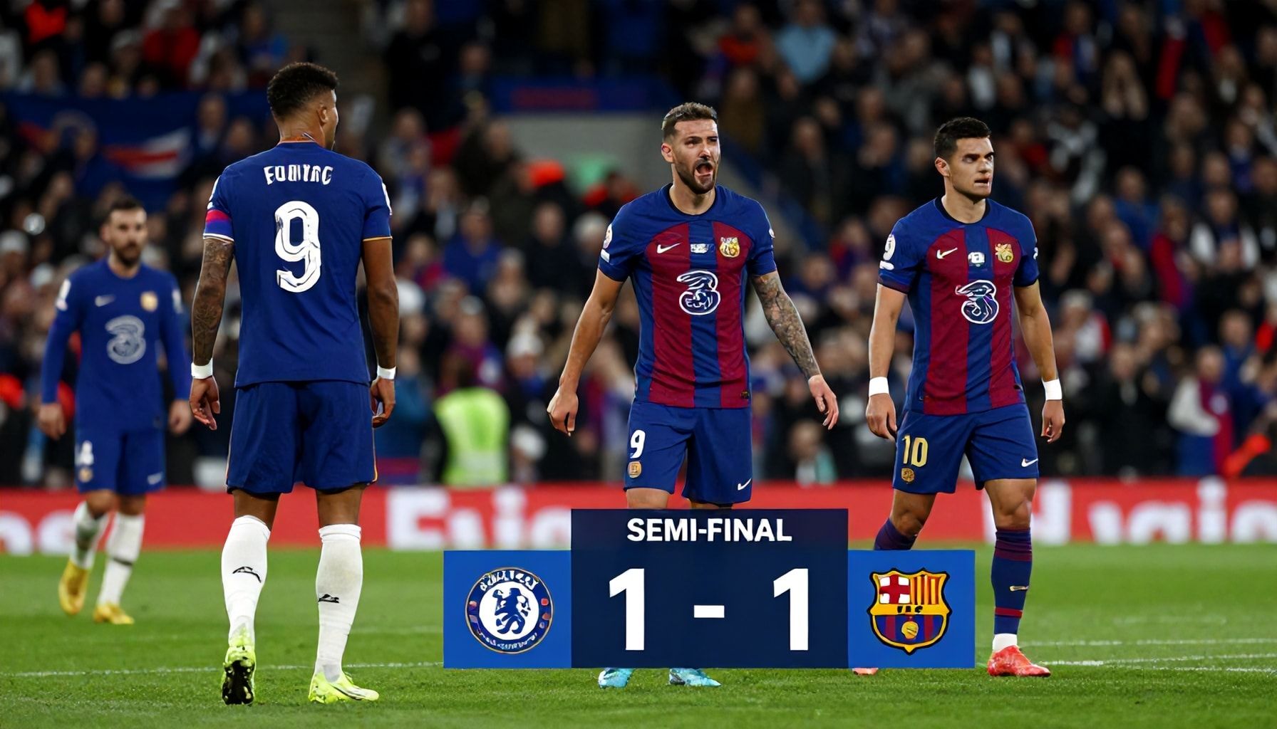 تشيلسي يحقق فوزًا تاريخيًا على برشلونة 2-1 في نصف النهائي