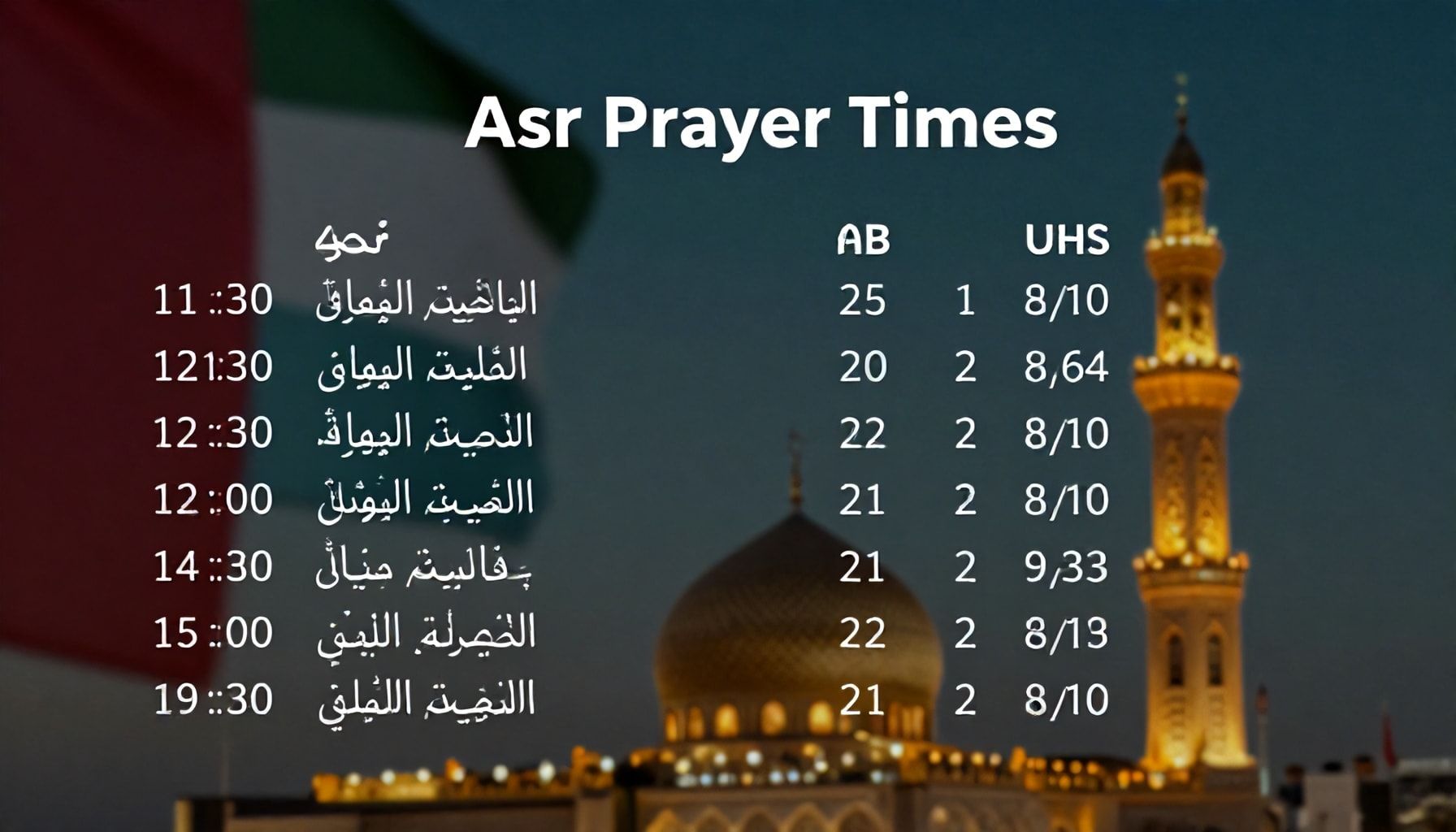تفاصيل مواعيد صلاة العصر في السعودية والإمارات