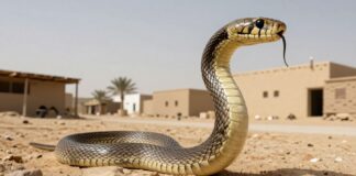 ثعبان ضخم يثير الرعب في قرية سعودية