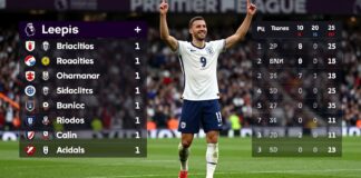 المنتخب الإنجليزي يتصدر جدول الدوري الإنجليزي بفارق 8 نقاط