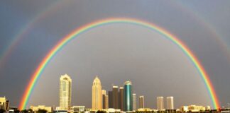 قوس قزح: 7 ألوان تزين سماء الإمارات بعد الأمطار