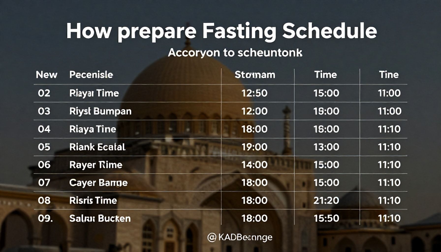 كيفية إعداد جدول صيامك according to مواعيد الصلاة