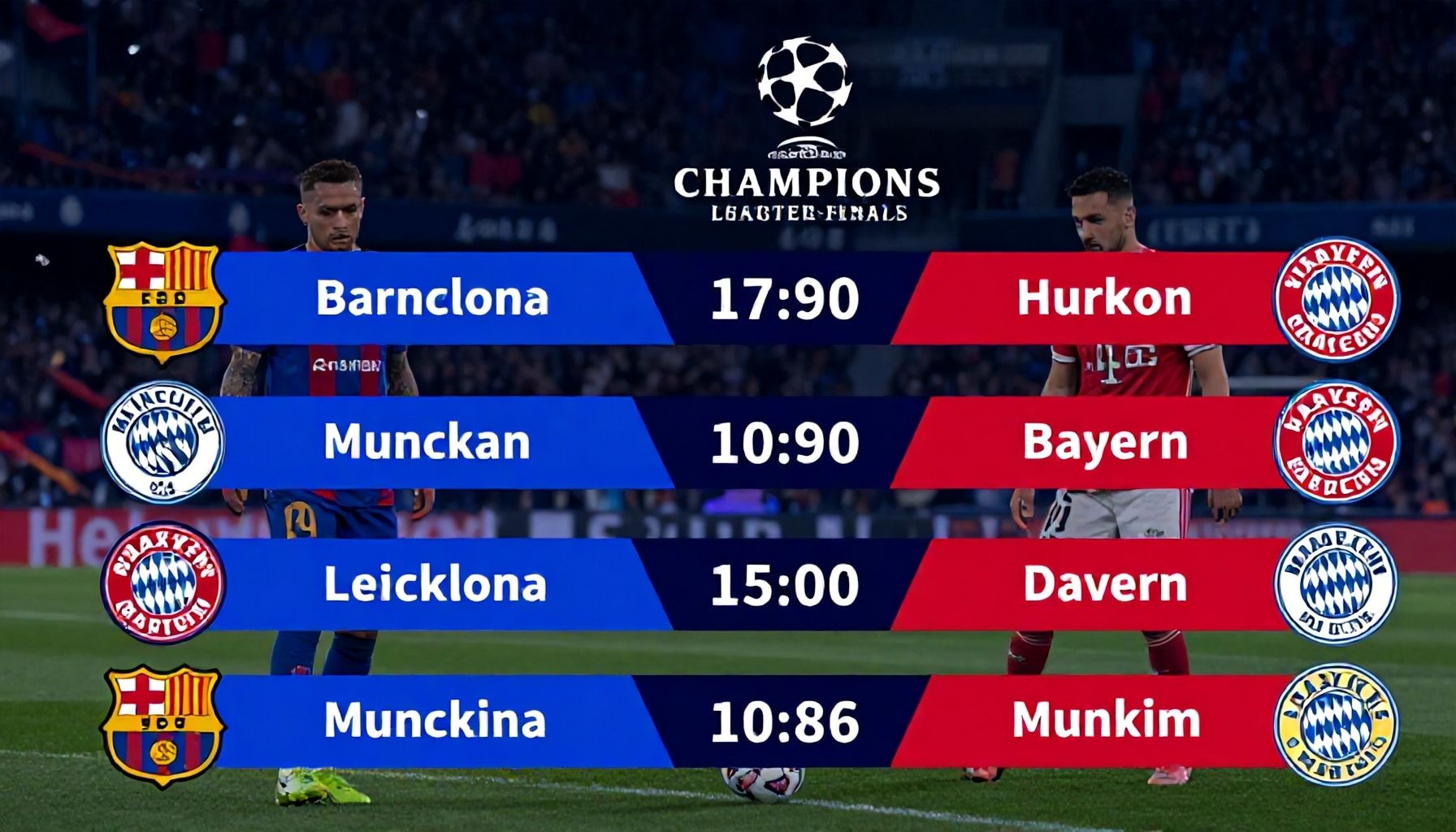 برشلونة يواجه بايرن ميونخ في ربع النهائي من دوري أبطال أوروبا