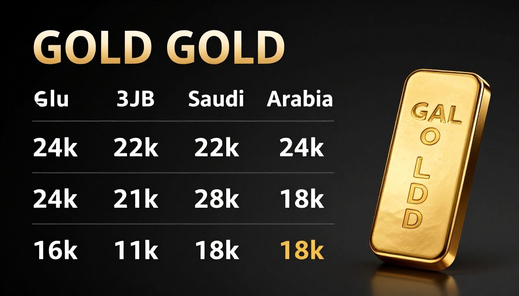 أسعار جرام الذهب في السعودية اليوم حسب العيار