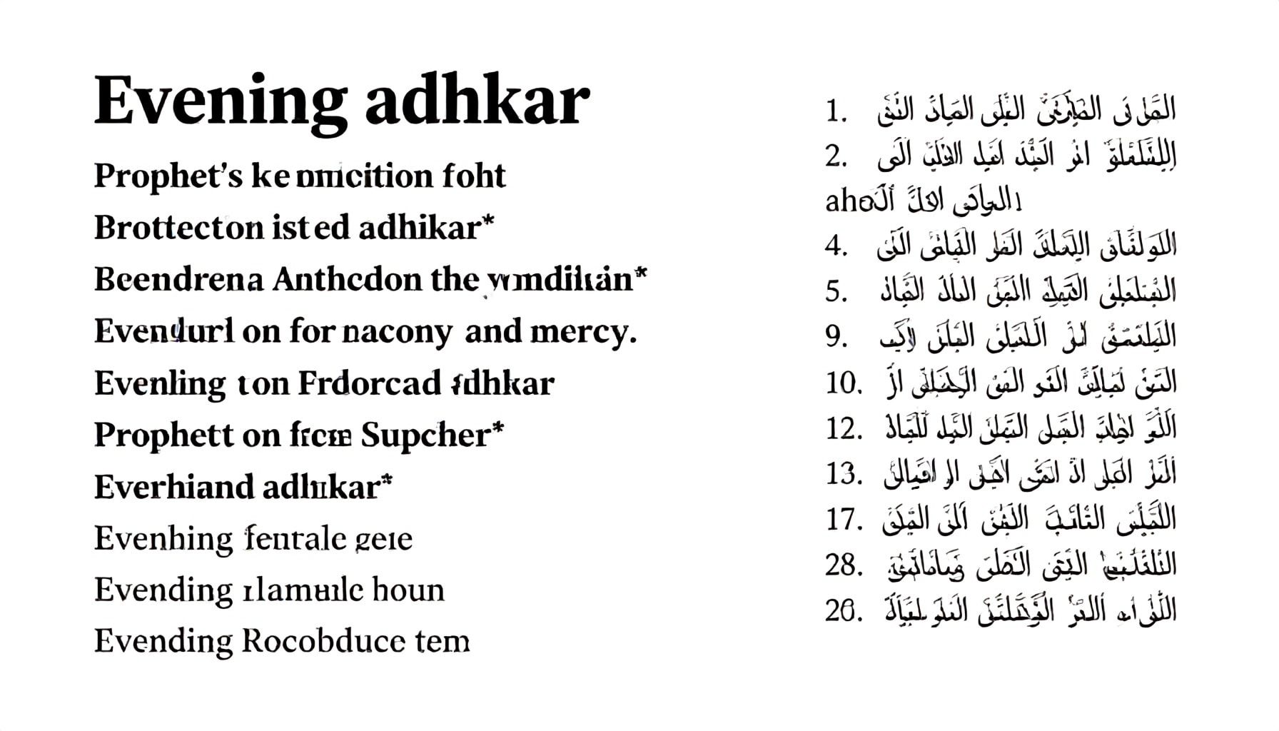 أذكار المساء الكاملة مكتوبة مع دعاء النبي ﷺ للحفظ والرحمة