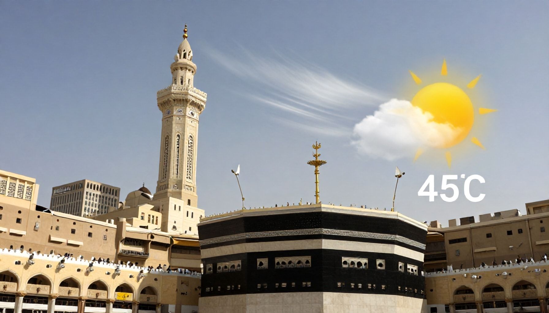 طقس مكة يلامس 45 درجة مع رياح نشطة اليوم