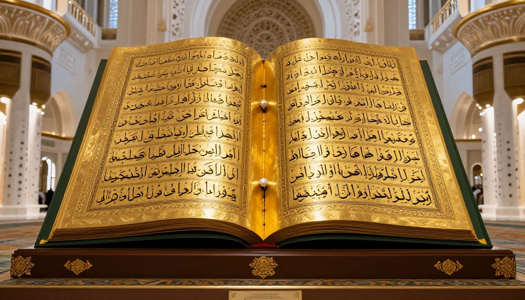 المصحف الذهبي بوزن 1100 كيلوغرام يزين مسجد الشيخ زايد الكبير بأبوظبي