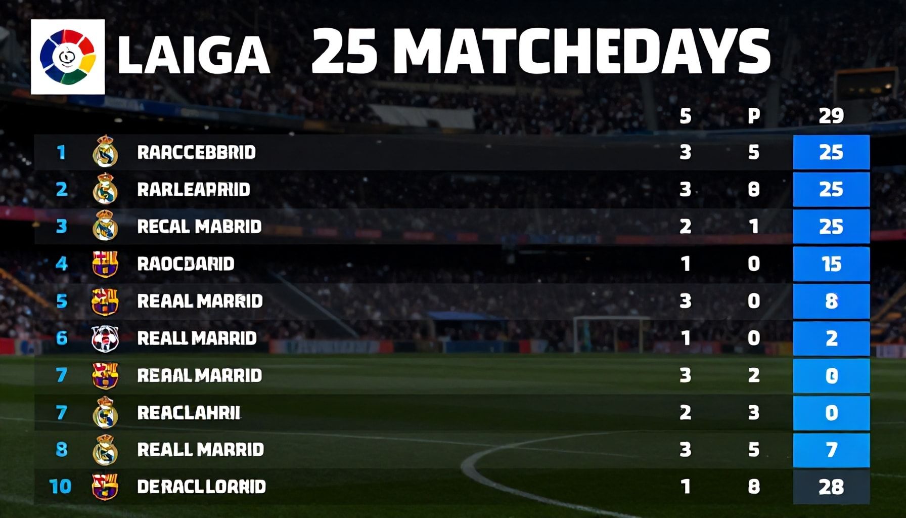 برشلونة يتصدر الدوري الإسباني بفارق 5 نقاط عن ريال مدريد بعد 25 جولة