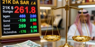أسعار جرام الذهب تسجل 265 ريالاً في السوق السعودية اليوم