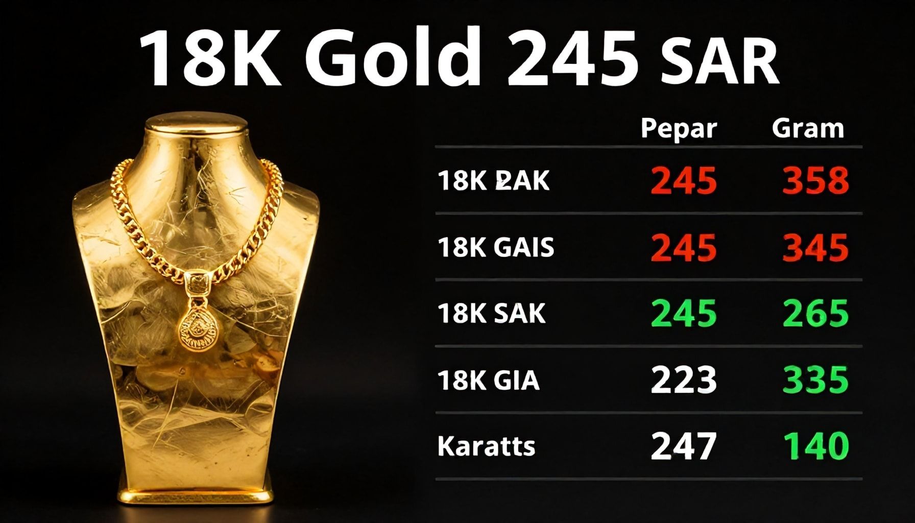 سعر الذهب عيار 18 يرتفع إلى 245 ريالا للغرام في السوق السعودي اليوم