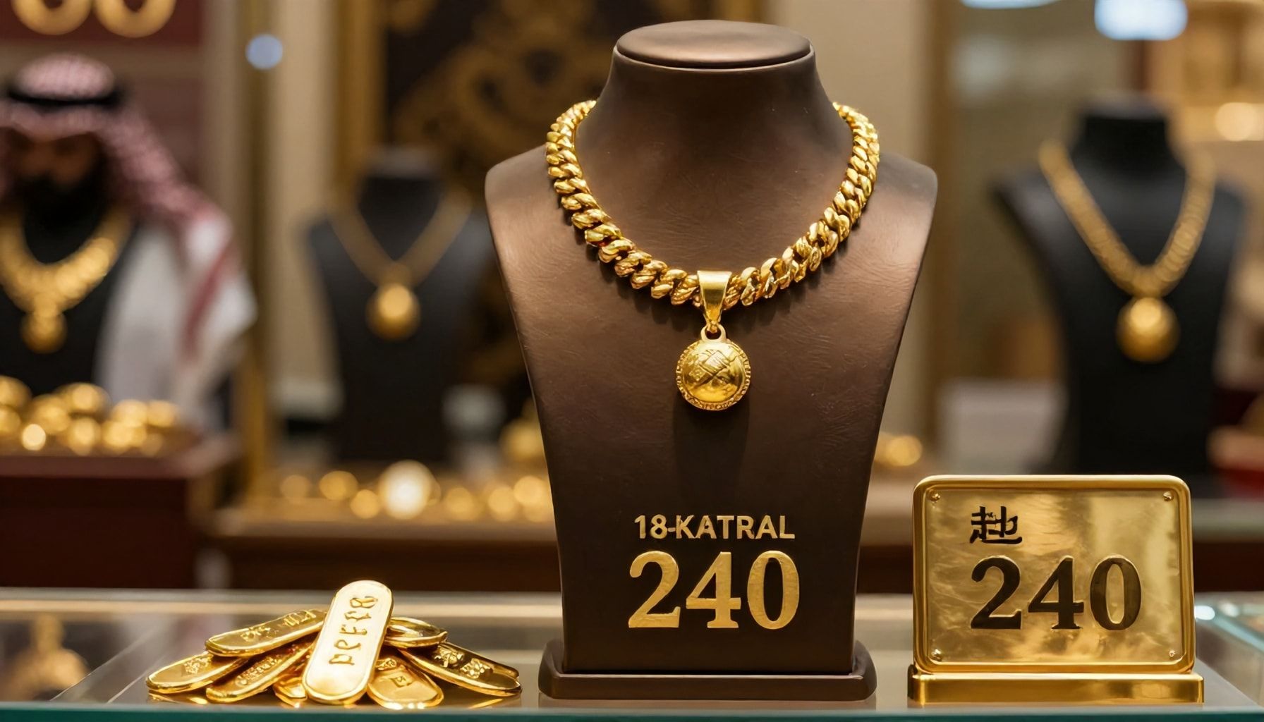 سعر جرام الذهب عيار ١٨ يلامس ٢٤٠ ريالاً في السوق السعودي اليوم