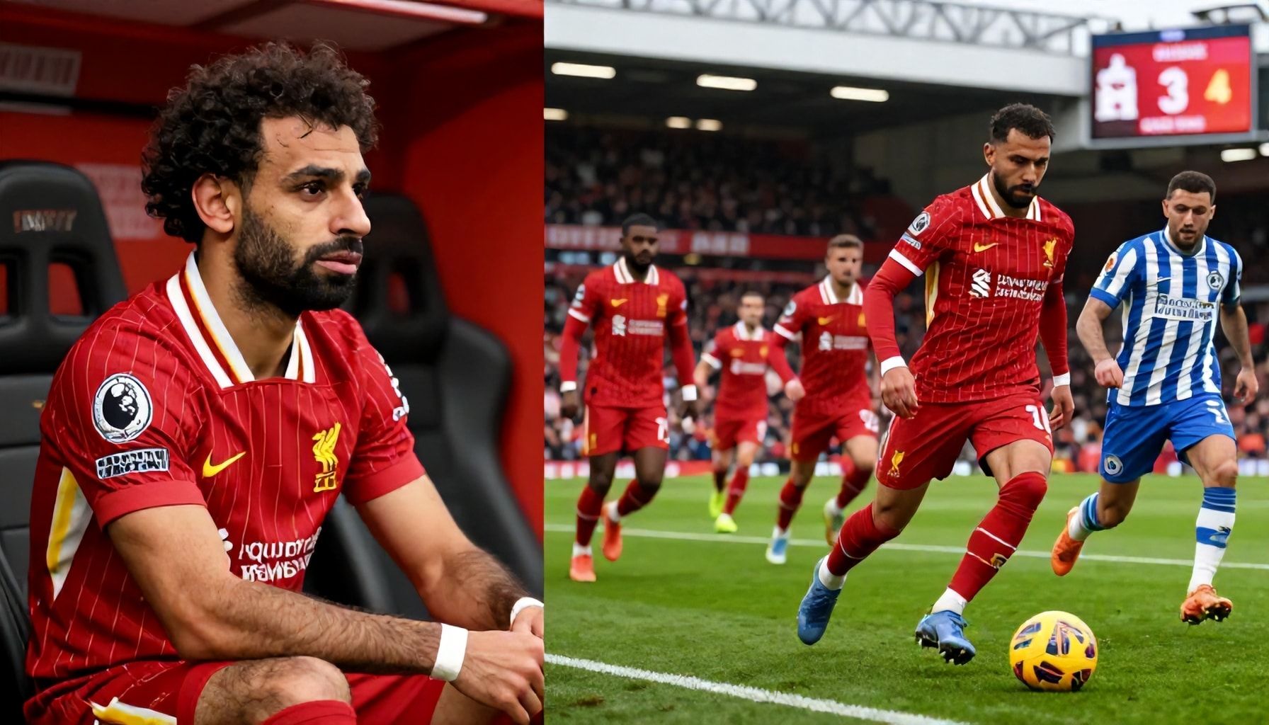 غياب محمد صلاح عن مباراة ليفربول أمام برايتون