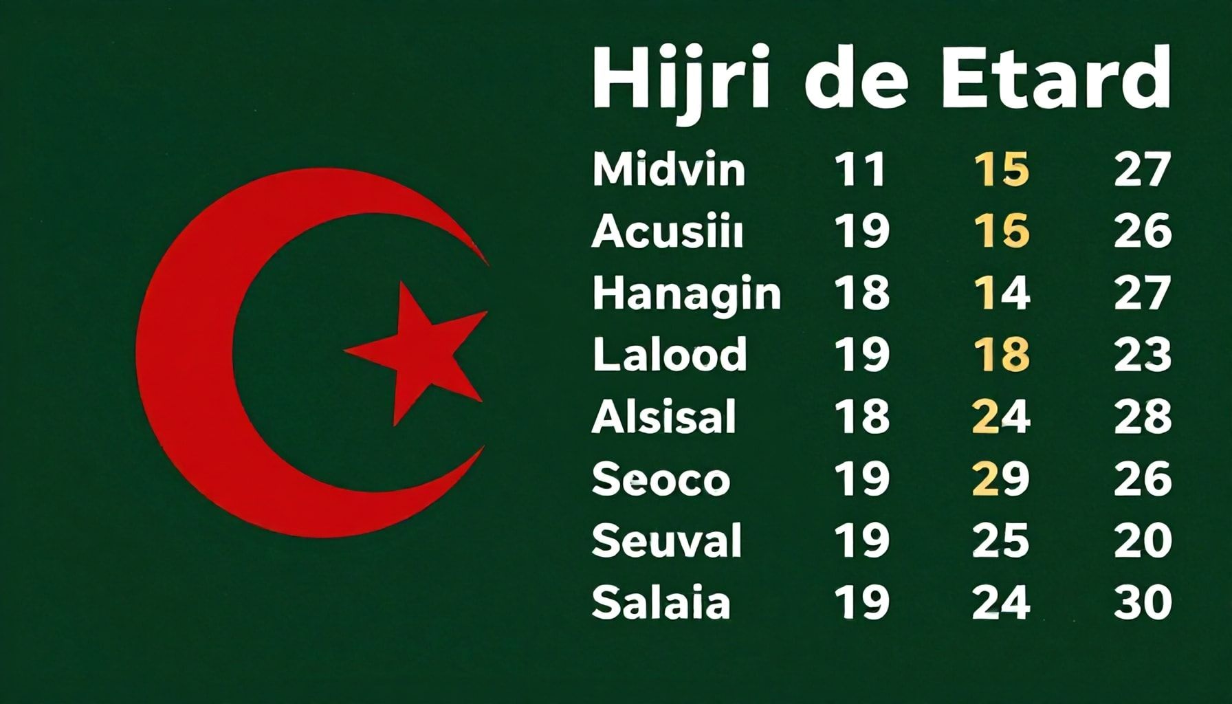 موعد اليوم الهجري في الجزائر وتواريخ الأشهر القمرية