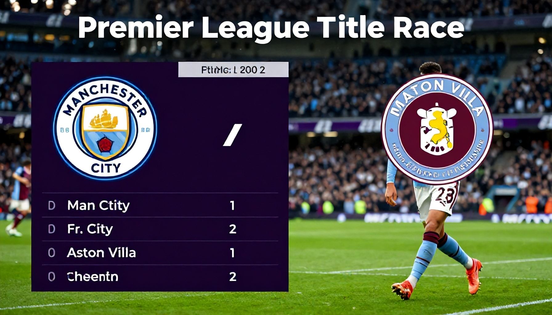 موقع مان سيتي في السباق على اللقب قبل مواجهة أستون فيلا