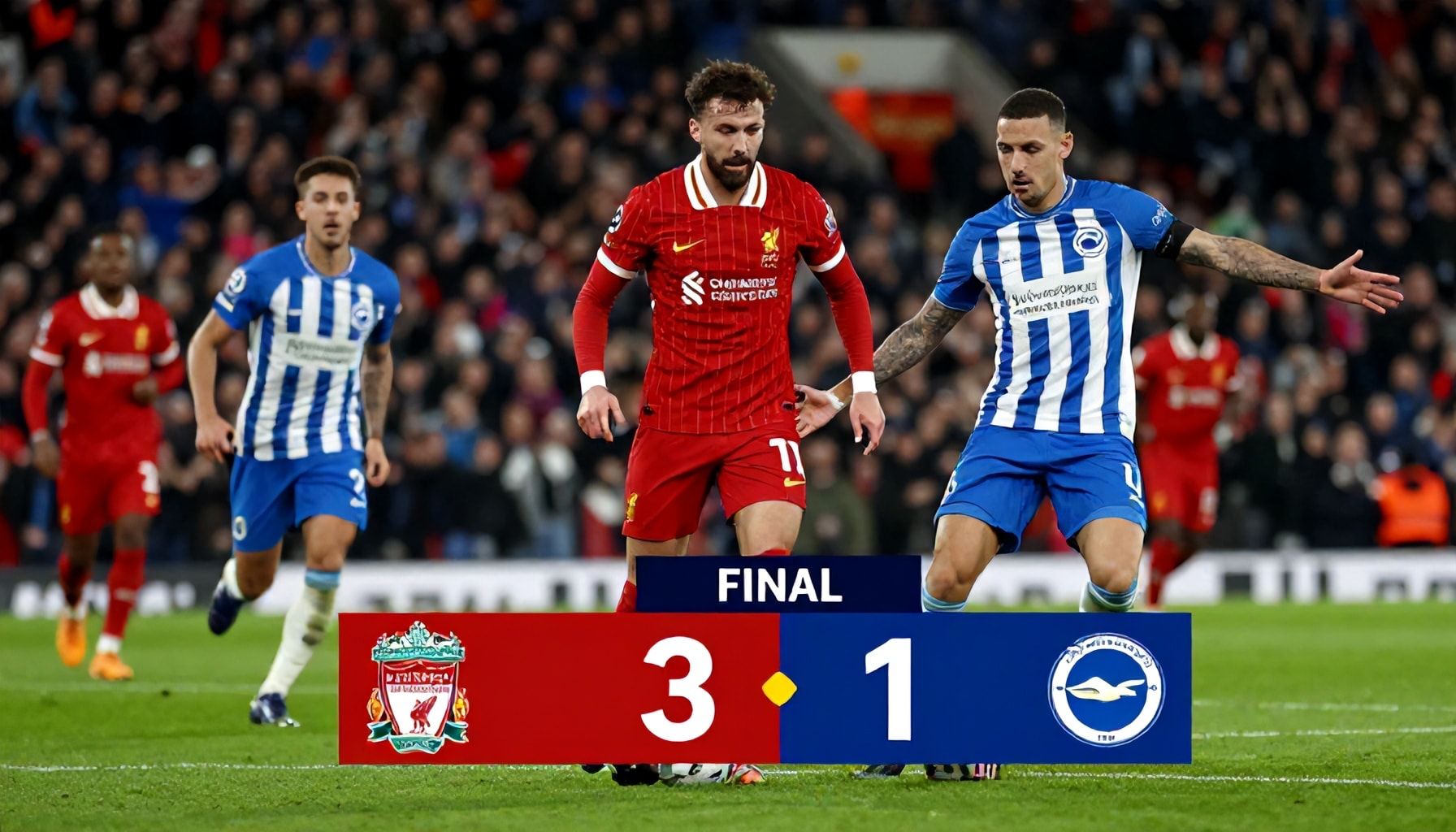 ليفربول يفوز على برايتون 3-1 في دوري الأبطال المتأهلين