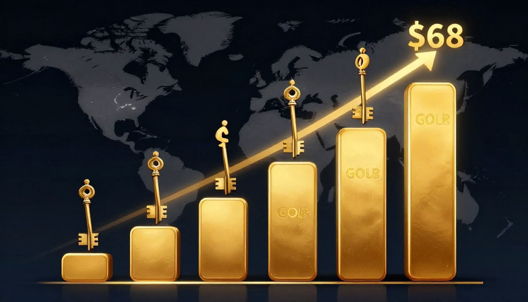 أبرز الأرقام في ارتفاع الذهب إلى 68 دولارًا للجرام