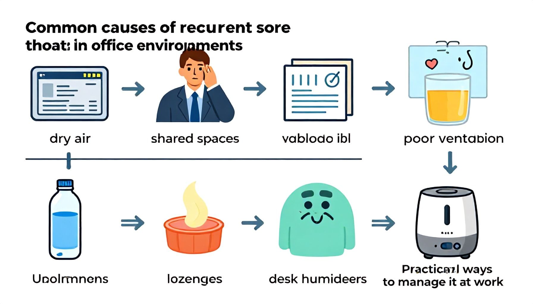أسباب التهاب الحلق المتكررة في بيئة المكاتب