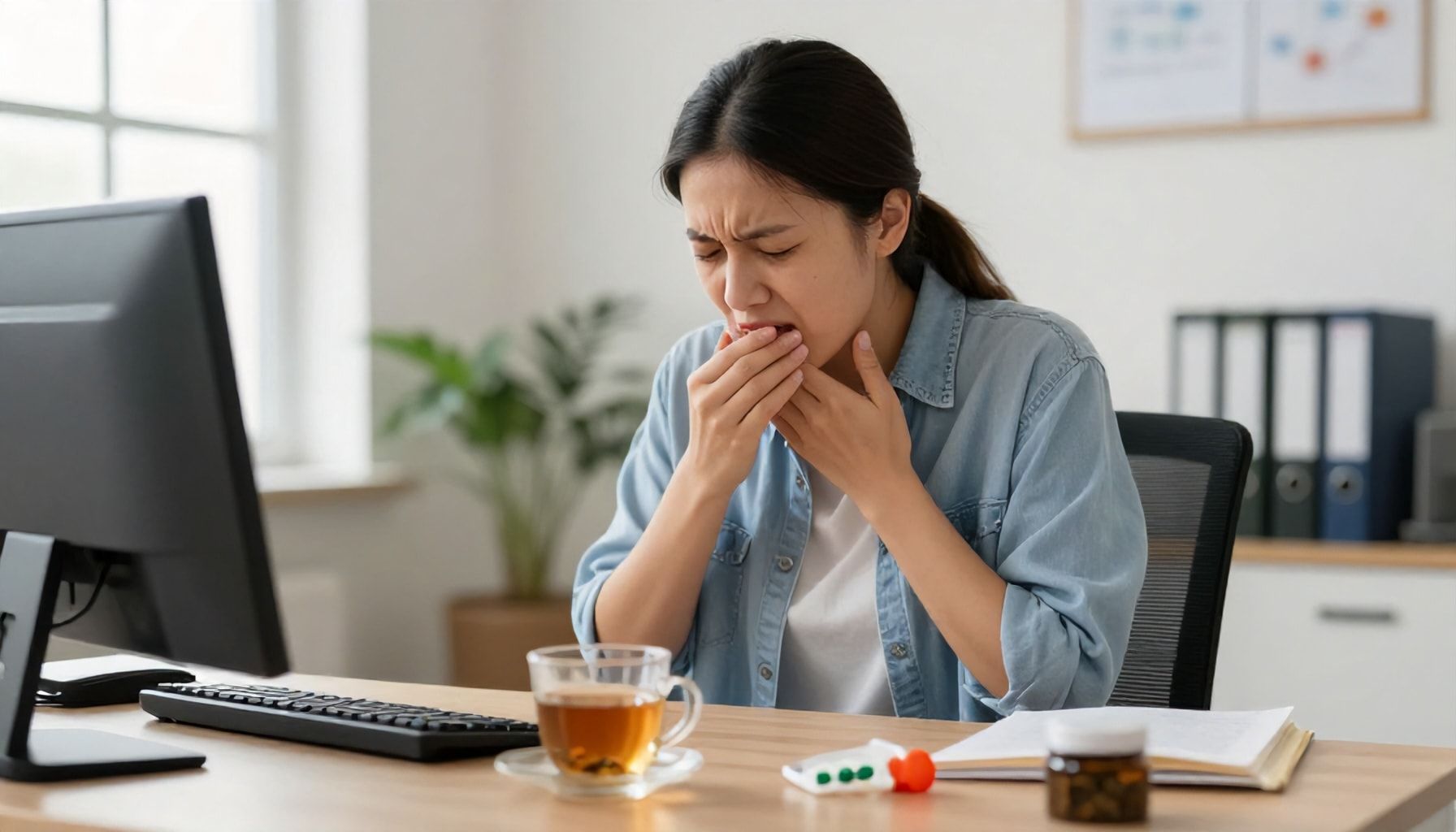 أعراض التهاب الحلق الشائعة خلال يوم العمل