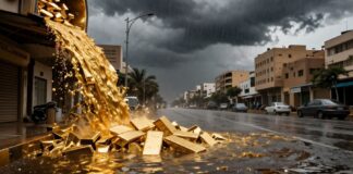 انسياب 1.5 طن من الذهب في شوارع الرياض بسبب عاصفة أمس