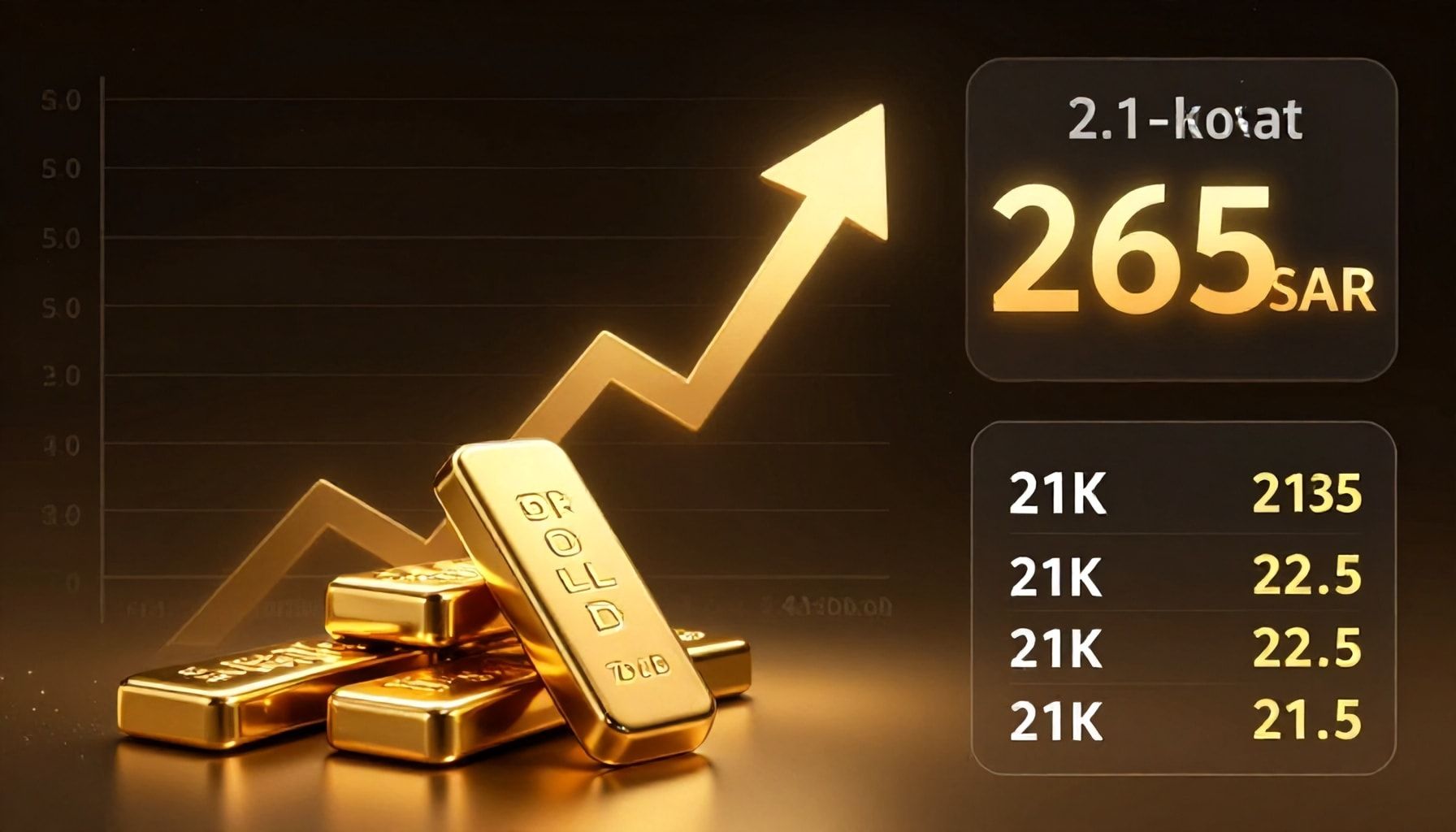 سعر جرام الذهب عيار 21 يقفز إلى 265 ريالاً اليوم في السعودية