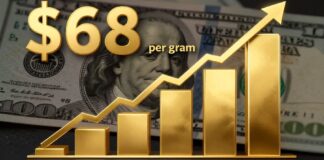 سعر جرام الذهب عالميًا يرتفع إلى 68 دولارًا مع تراجع العملة الأمريكية