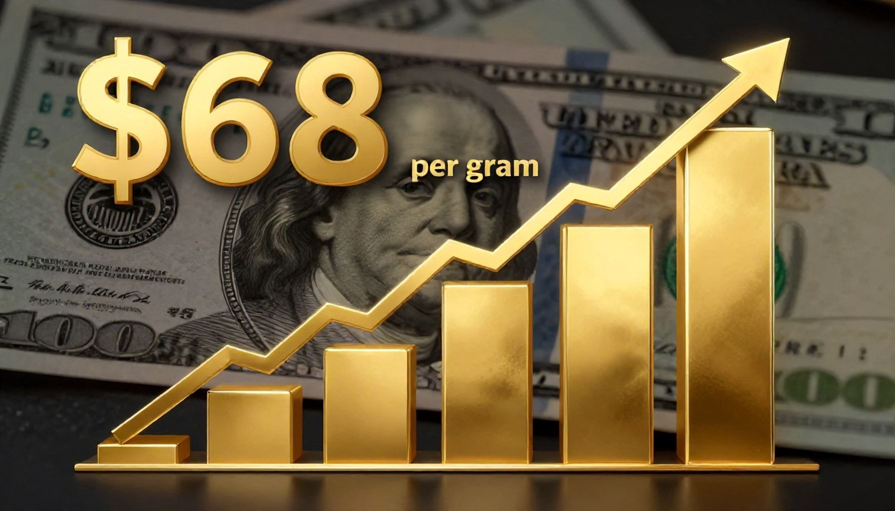 سعر جرام الذهب عالميًا يرتفع إلى 68 دولارًا مع تراجع العملة الأمريكية