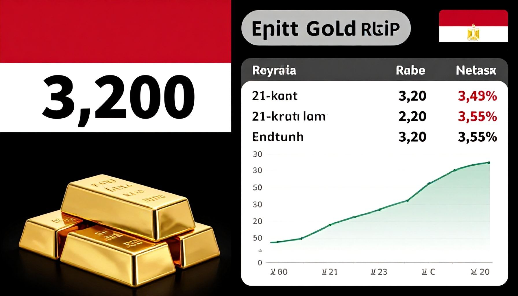 سعر جرام الذهب عيار 21 يرتفع إلى 3200 جنيه في مصر اليوم