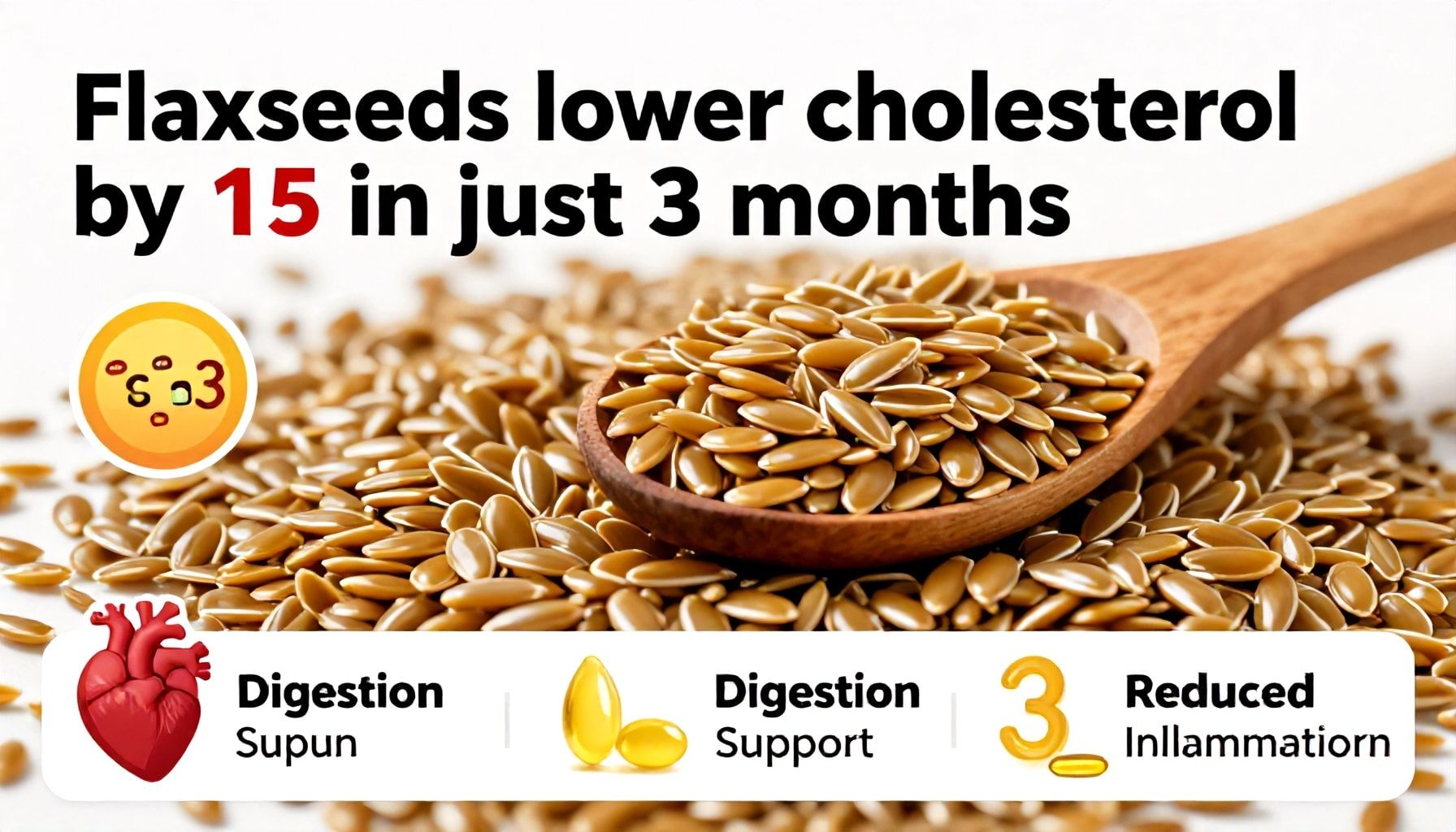 بذور الكتان تخفض الكوليسترول بنسبة 15٪ في 3 أشهر فقط